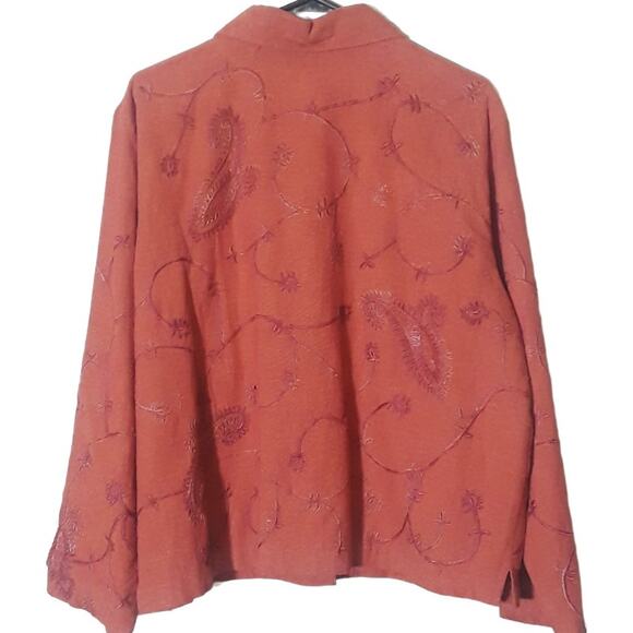 Coldwater Creek Womens Pastel Orange Linen Jacket Size Large Button Up Outerwear - Picture 2 of 9
